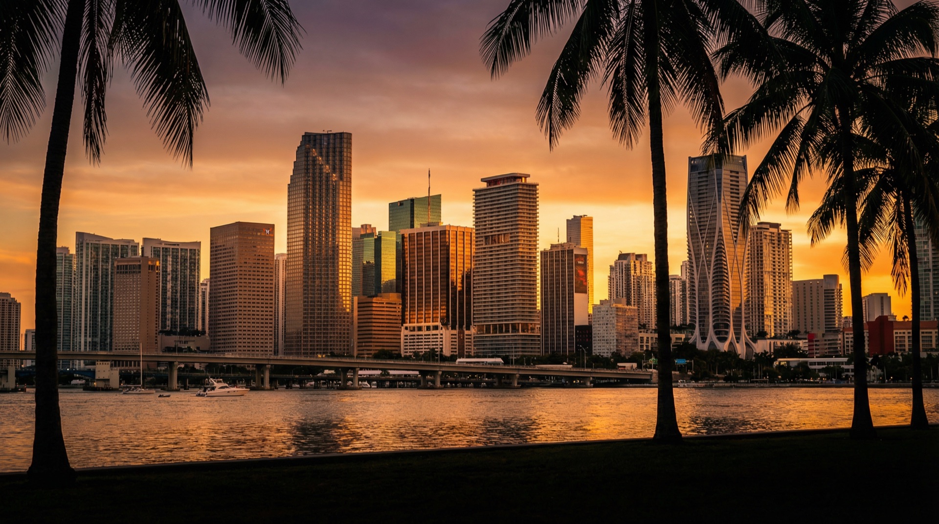 Miami skyline at golden hour