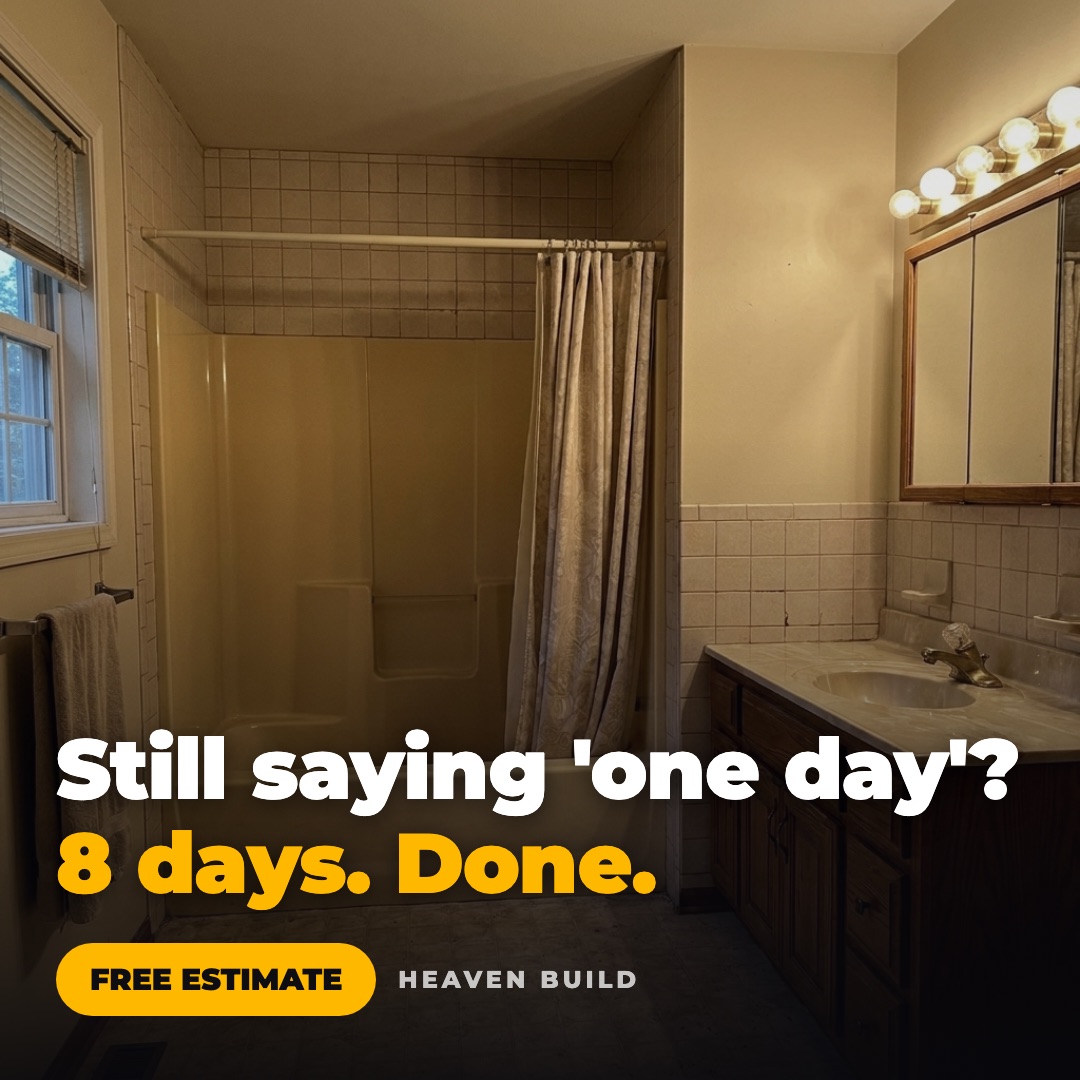 TB Construction bathroom remodel Meta ad: still saying one day? 8 days. Done.