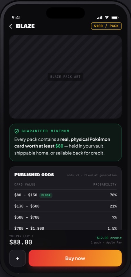 Blast Bags: Pack detail: floor value and published odds