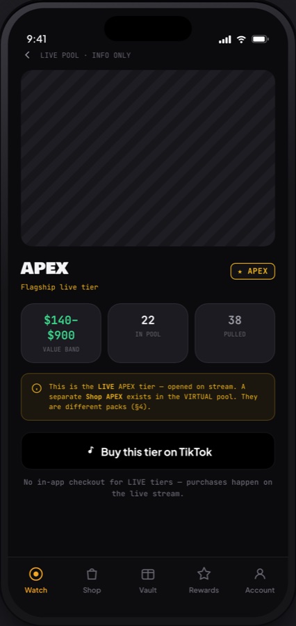 Blast Bags: Live tier detail