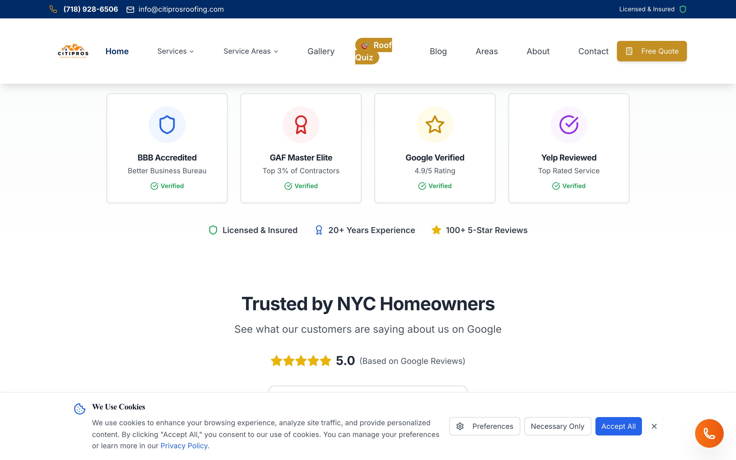 The CitiPros: Trust badges and Google reviews