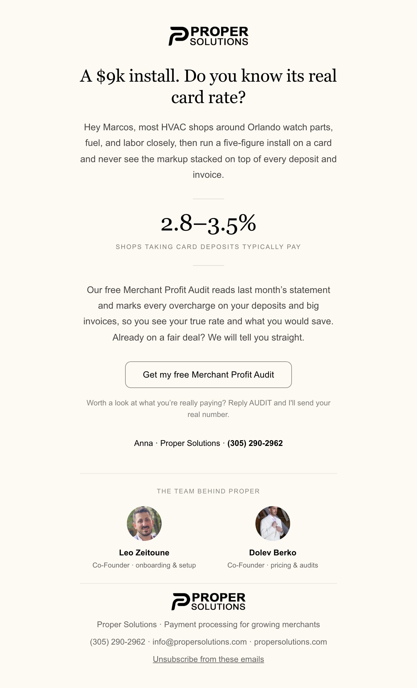 Proper Solutions: Nurture email, HVAC track